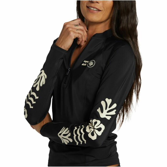 2024 Billabong Womens Coral Gardeners Long Sleeve Rash Vest ABJWR03025 - Black